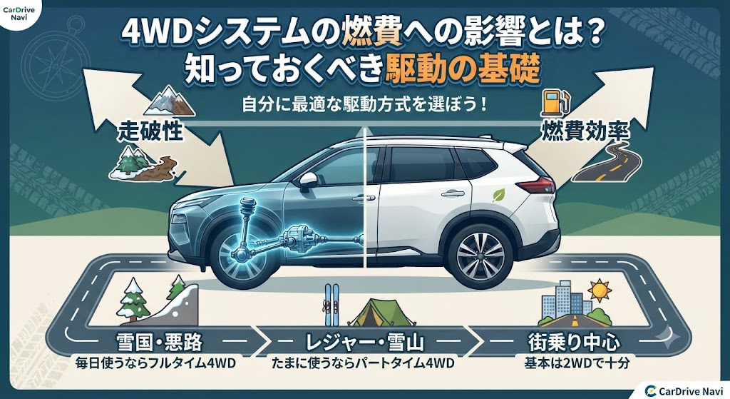 4WDシステムの燃費への影響とは？知っておくべき駆動の基礎