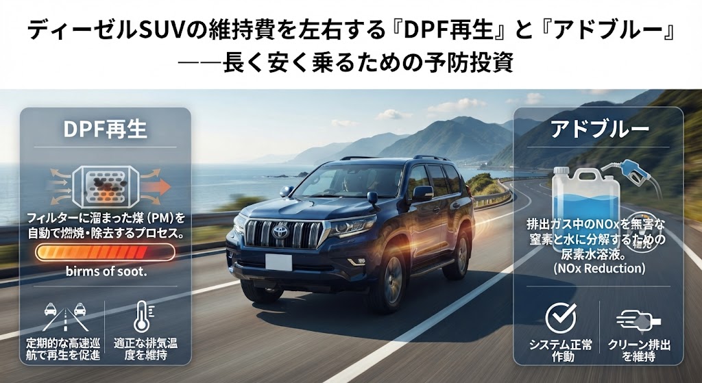 ディーゼルSUVの維持費を左右する「DPF再生」と「アドブルー」長く安く乗るための予防投資