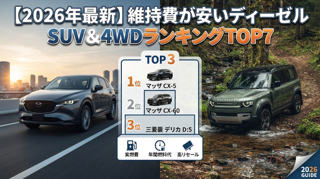 【2026年最新】維持費が安いディーゼルSUV＆4WDランキングTOP7