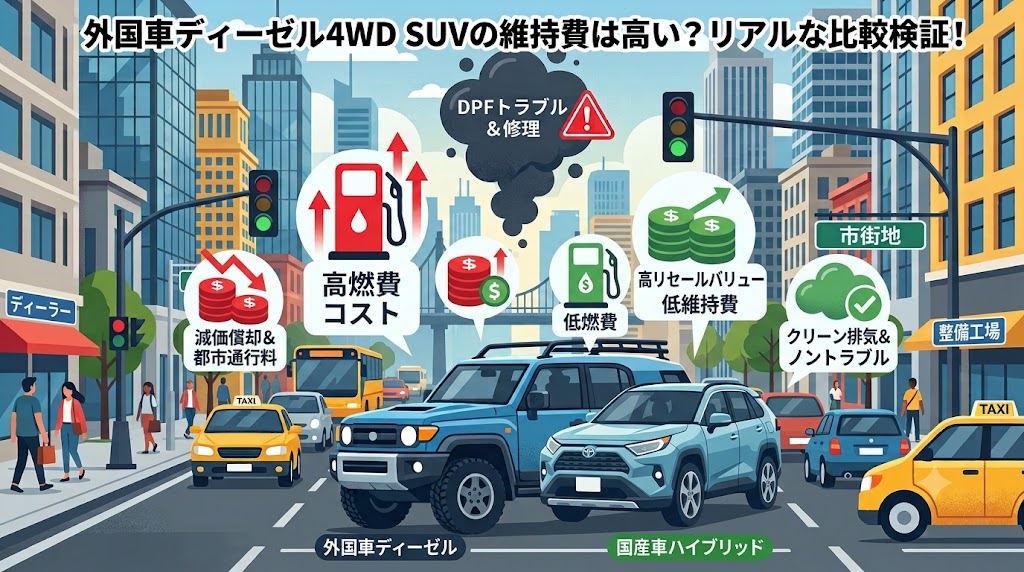 外車ディーゼル4WDのSUV維持費は高い？国産車とのリアルな差額