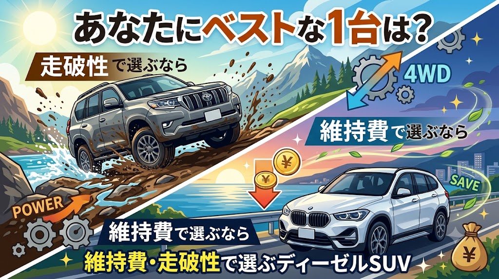あなたにベストな1台は？維持費・走破性で選ぶディーゼル4WD診断